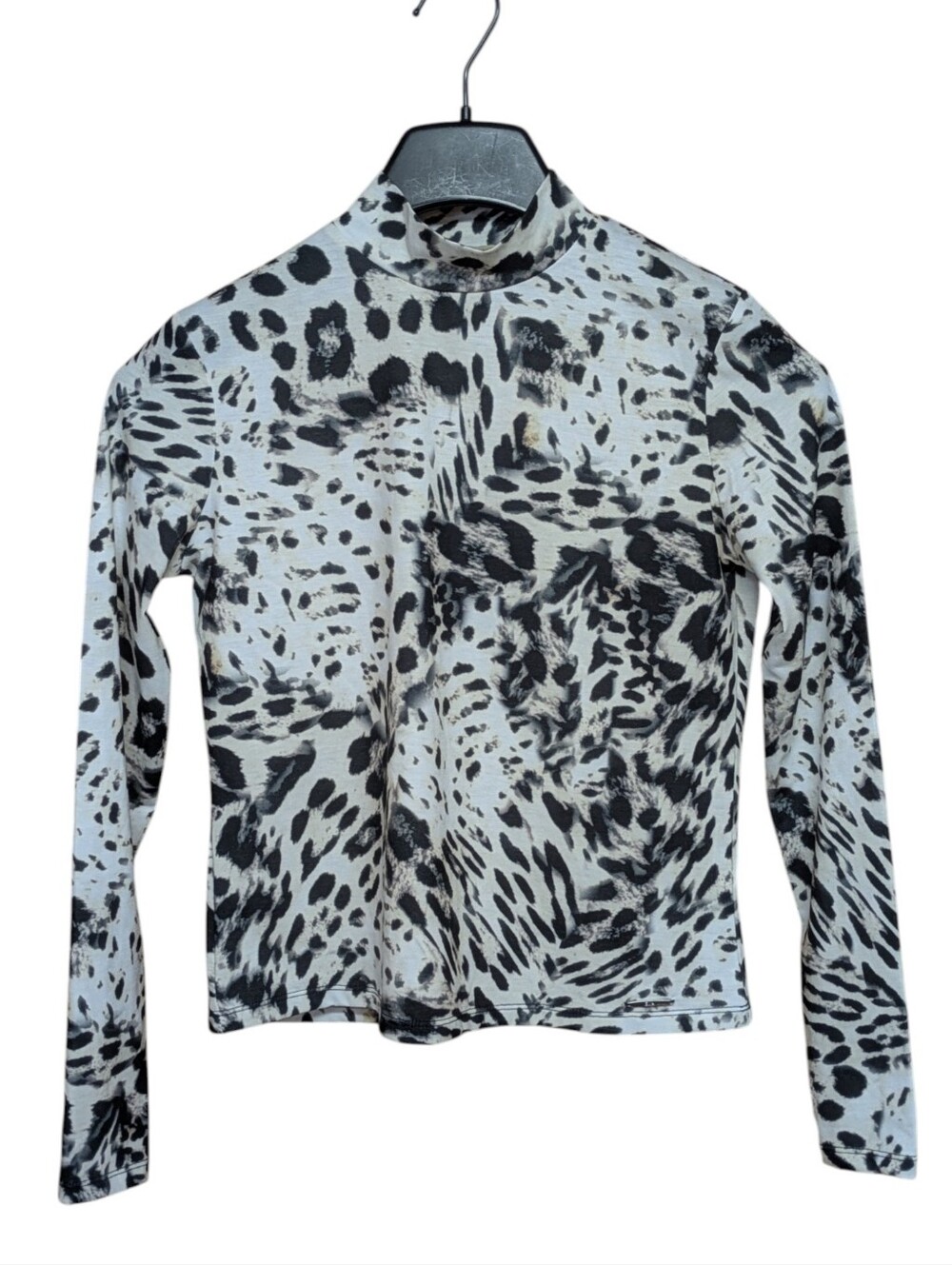 Elie Tahari Animal Print Long Sleeve Mock Neck Jersey Top Size XS